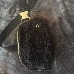 Lululemon Athletica Black Belt Bag with Gold Buckle